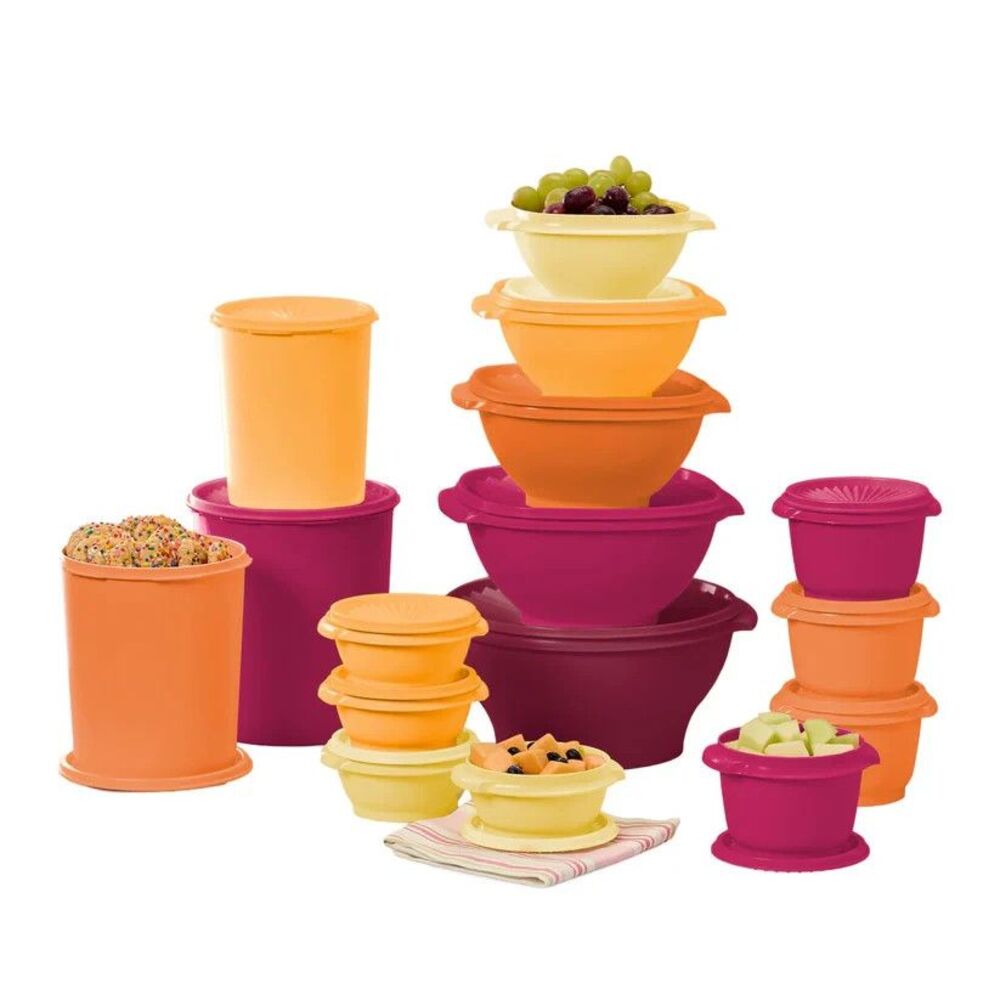 new Tupperware servalier 32 pc set warm bowl canister storage meal prep